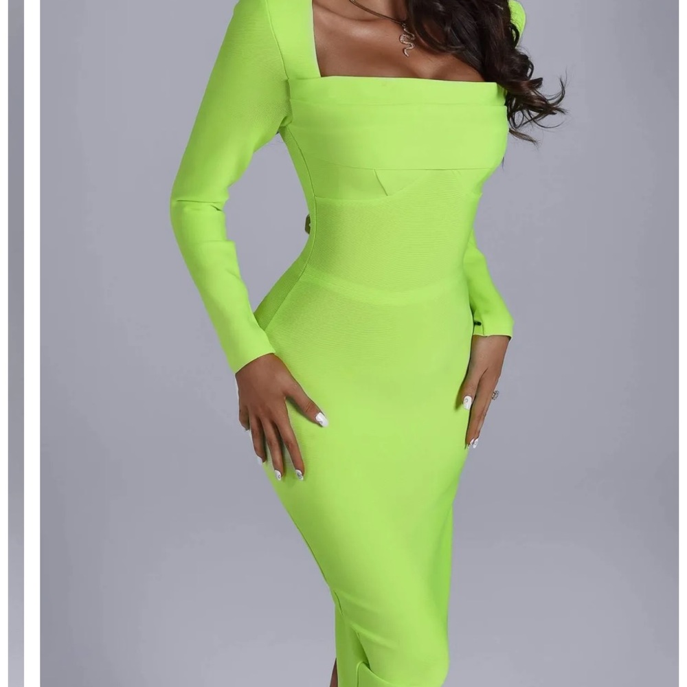 NWT Elegant Lime Green Midi Dress